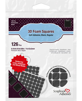 Scrapbook Adhesives 3D Foam Squares Black Regular (126pcs) (01611)