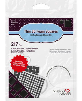Scrapbook Adhesives Thin 3D Foam Squares Black Mix (217pcs) (01617)