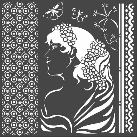 Stamperia Thick Stencil 18x18cm Lady Side (KSTDQ40) (DISCONTINUED) Stamperia Thick Stencil 18x18cm Lady Side (KSTDQ40) (DISCONTINUED)