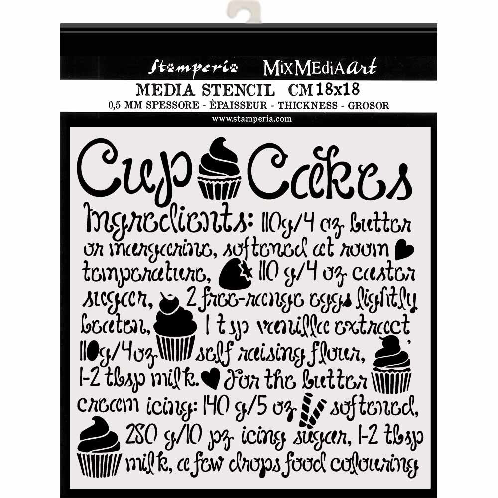 Stamperia Thick Stencil 18x18cm Cupcake (KSTDQ60) (DISCONTINUED)