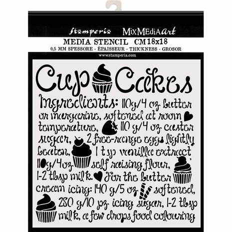 Stamperia Thick Stencil 18x18cm Cupcake (KSTDQ60) (DISCONTINUED)