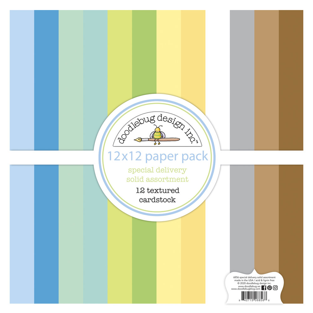 Doodlebug Design Special Delivery 12x12 Inch Textured Cardstock Paper Pack (6856) (DISCONTINUED)