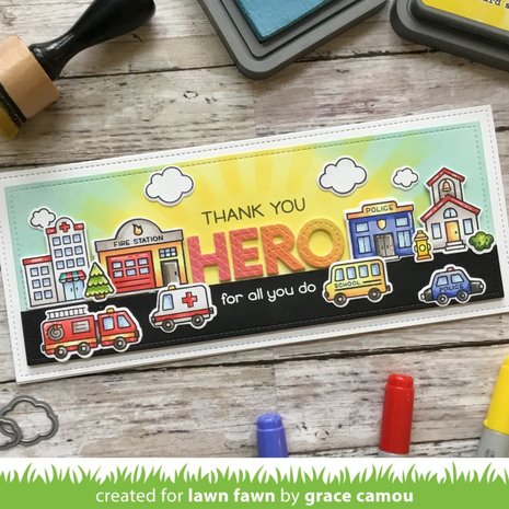 Lawn Fawn Village Heroes Clear Stamps (LF2327) (DISCONTINUED)