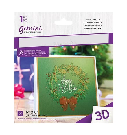 Gemini Rustic Wreath 3D Embossing Folder (GEM-EF6-3D-RW) (DISCONTINUED)