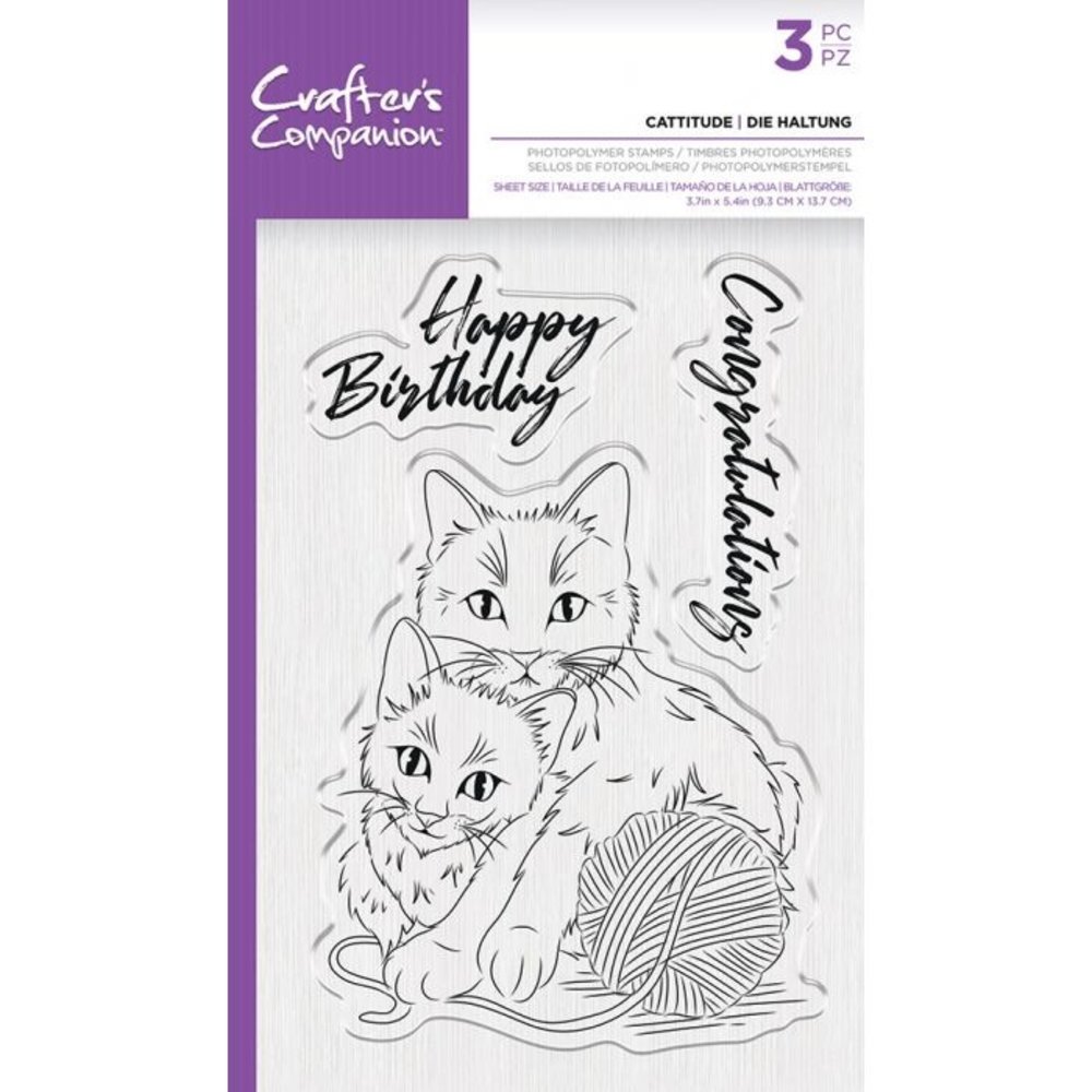 Crafter's Companion Cattitude Clear Stamps (CC-STP-CATT) (OUTLET) Crafter's Companion Cattitude Clear Stamps (CC-STP-CATT) (OUTLET)