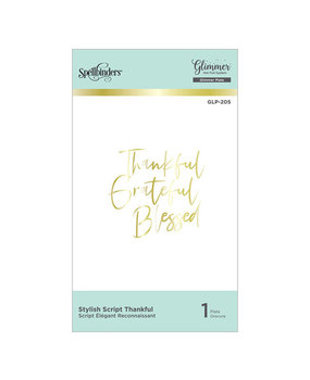 Spellbinders Stylish Script Thankful Glimmer Hot Foil Plate (GLP-205) (OUTLET)