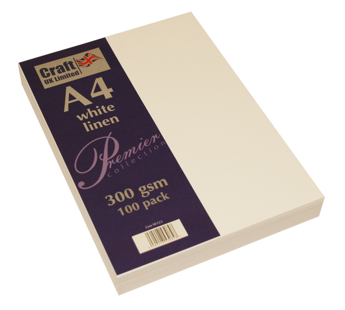 Craft UK Premium Collection A4 White Linen Paper Pack (CUKW123)