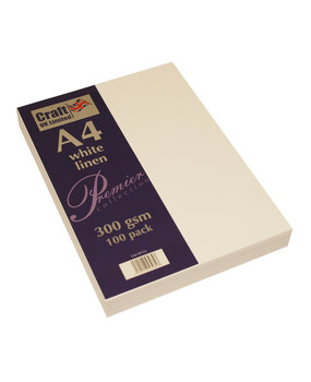 Craft UK Premium Collection A4 White Linen Paper Pack (CUKW123)