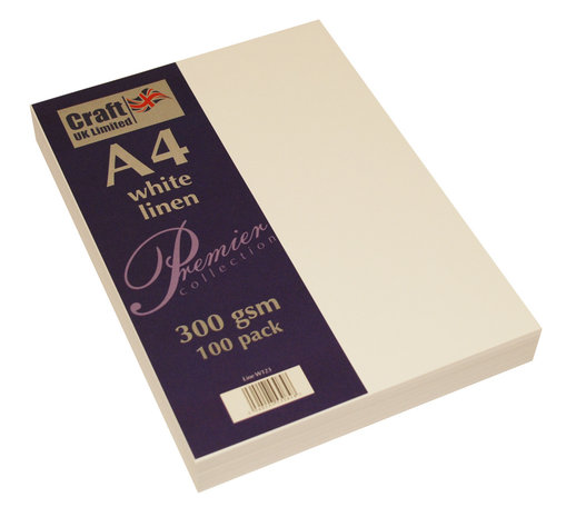 Craft UK Premium Collection A4 White Linen Paper Pack (CUKW123)