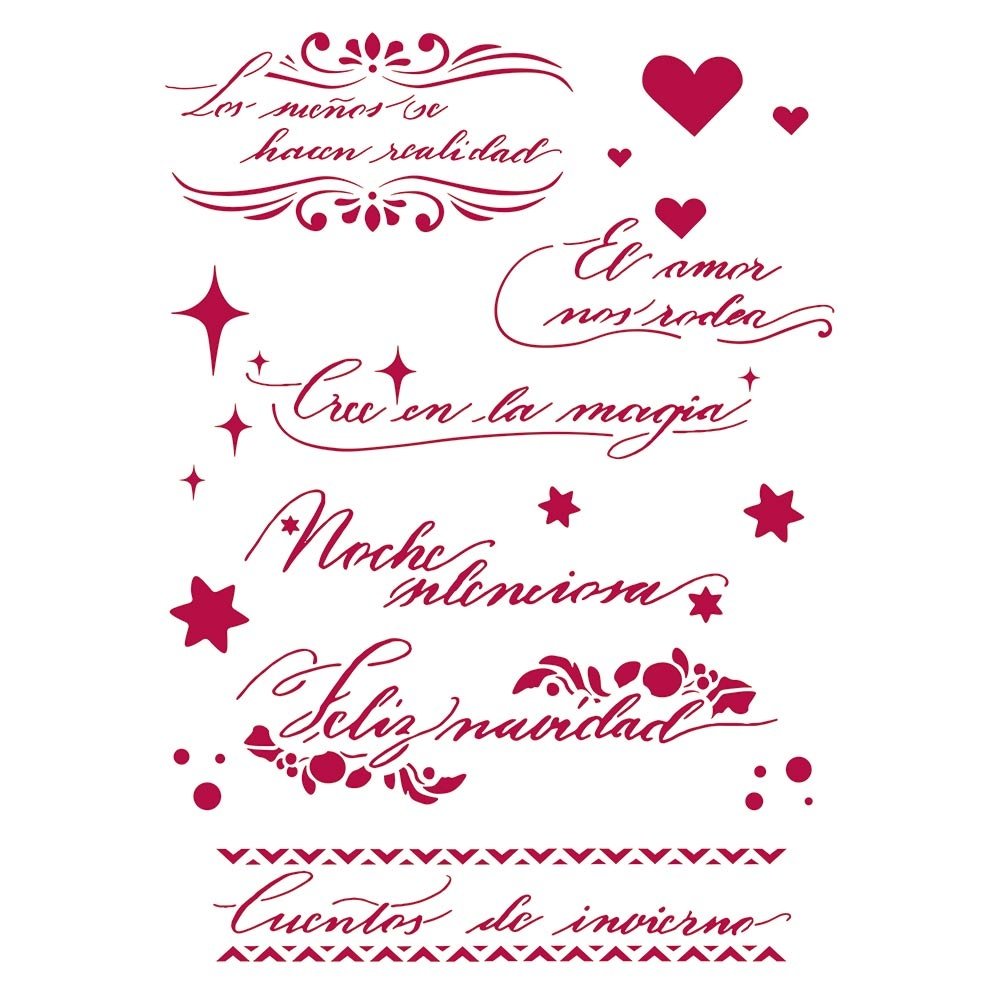 Stamperia Stencil A4 Spanish Quotes (KSG452) (OUTLET)