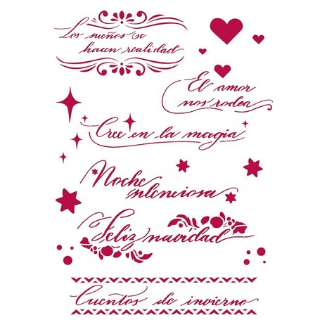 Stamperia Stencil A4 Spanish Quotes (KSG452) (OUTLET)