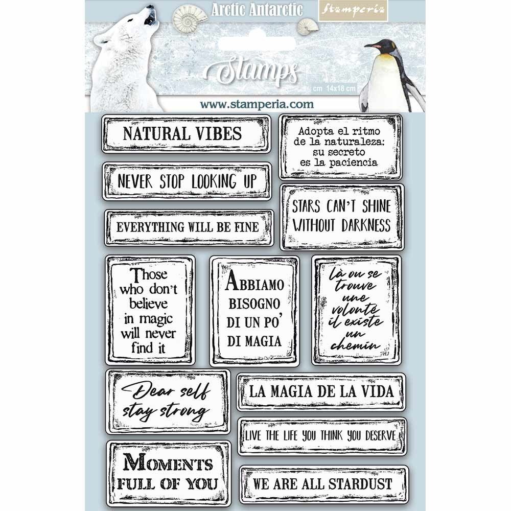 Stamperia Natural Rubber Stamp Arctic Antarctic Quotes (WTKCC180) (DISCONTINUED)