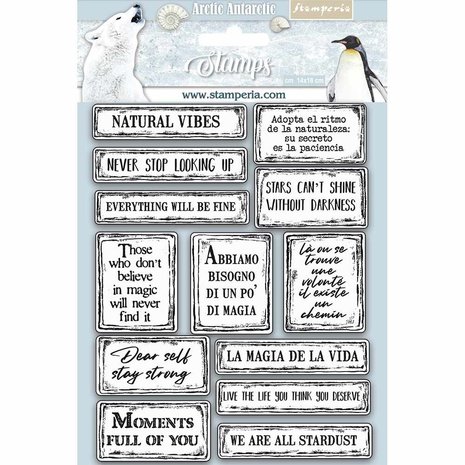 Stamperia Natural Rubber Stamp Arctic Antarctic Quotes (WTKCC180) (DISCONTINUED)