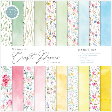 Craft Consortium Essential Craft Papers 12x12 Inch Paper Pad Bloom & Wild (CCEPAD009) Craft Consortium Essential Craft Papers 12x12 Inch Paper Pad Bloom & Wild (CCEPAD009)