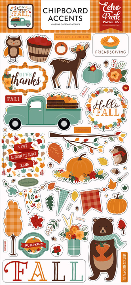 Echo Park Happy Fall 6x13 Inch Chipboard Accents (HAP219021) (DISCONTINUED) Echo Park Happy Fall 6x13 Inch Chipboard Accents (HAP219021) (DISCONTINUED)