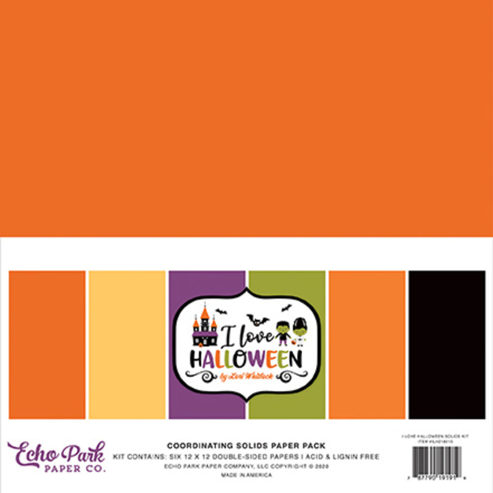 Echo Park I Love Halloween 12x12 Inch Coordinating Solids Paper Pack (ILH218015) (DISCONTINUED)