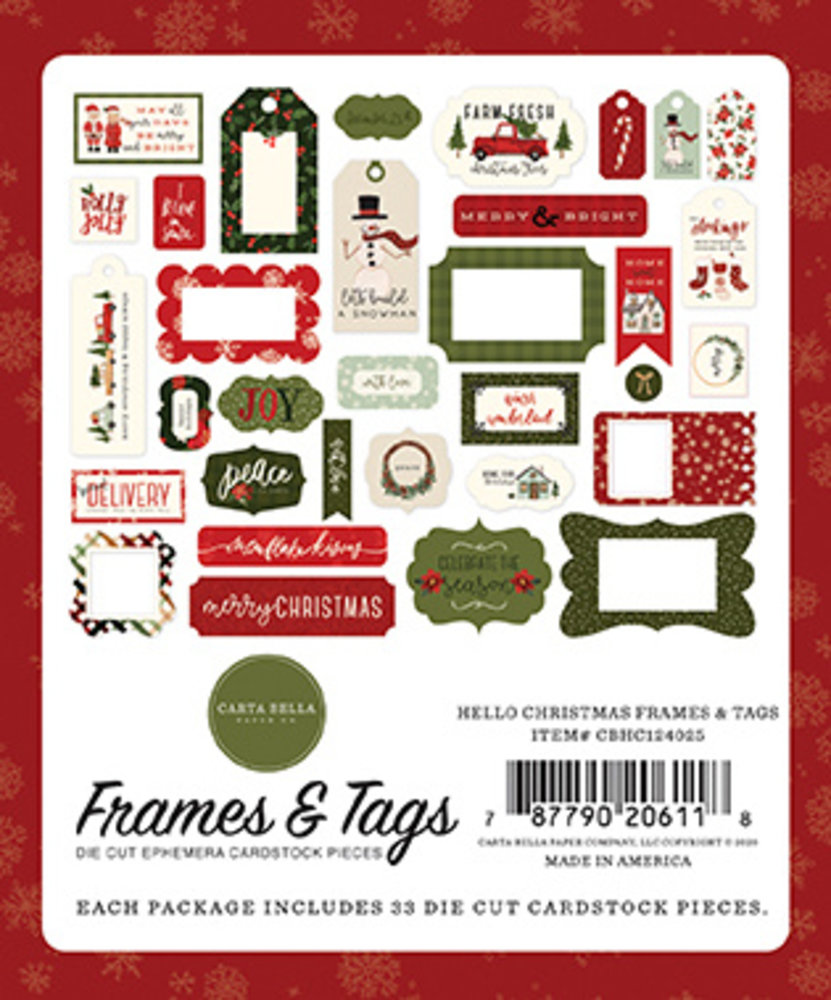 Carta Bella Hello Christmas Frames & Tags (CBHC124025) (OUTLET)