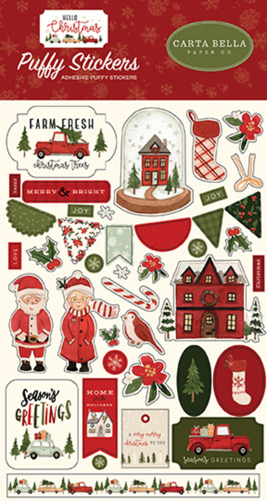 Carta Bella Hello Christmas Puffy Stickers (CBHC124066) (OUTLET)