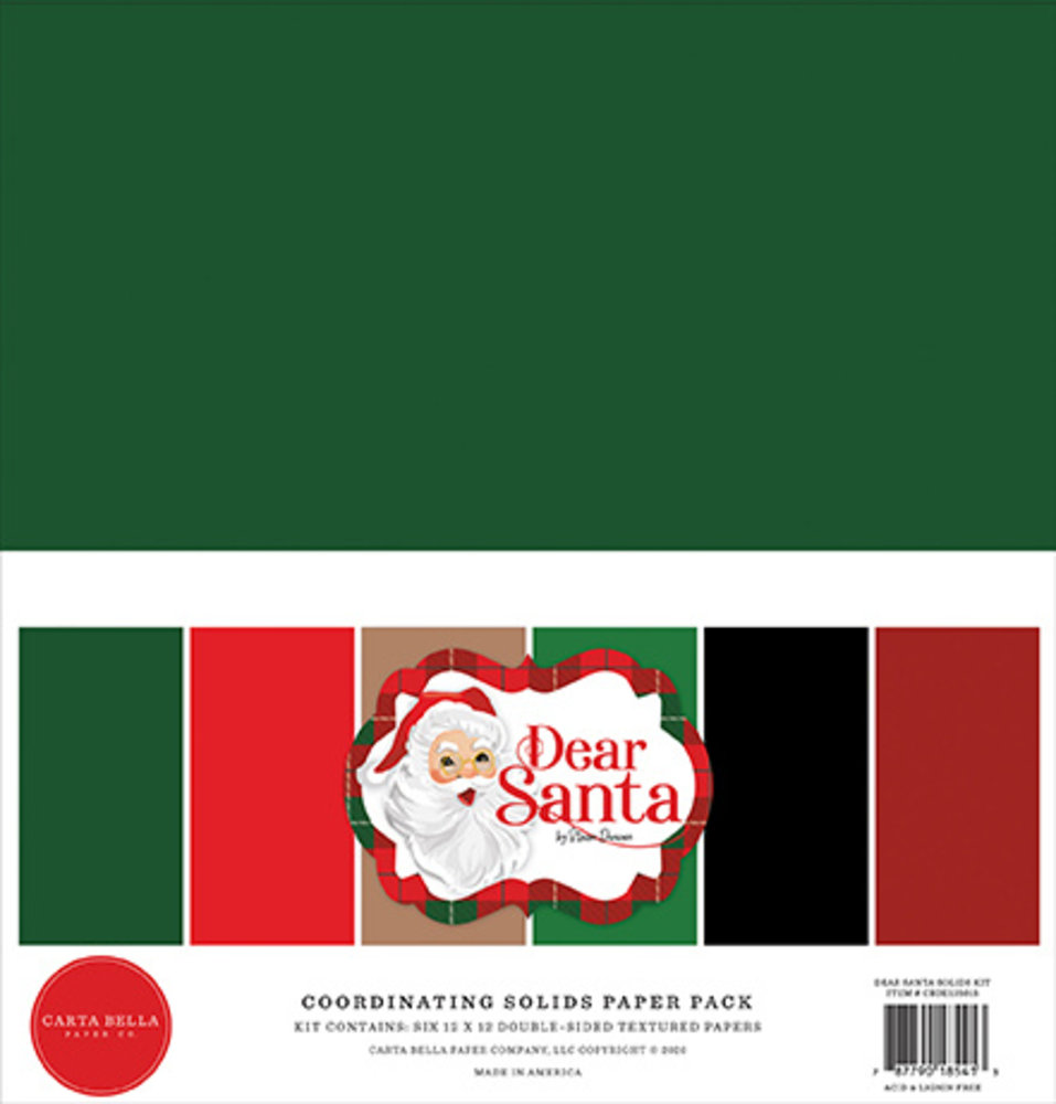 Carta Bella Dear Santa 12x12 Inch Coordinating Solids Paper Pack (CBDE125015) (OUTLET)