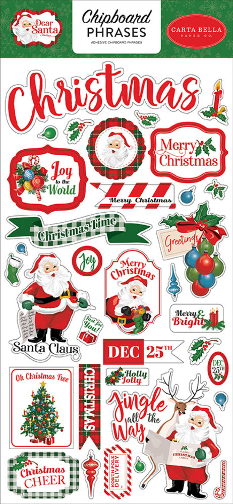 Carta Bella Dear Santa 6x13 Inch Chipboard Phrases (CBDE125022) (OUTLET) Carta Bella Dear Santa 6x13 Inch Chipboard Phrases (CBDE125022) (OUTLET)