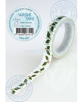 Leane Creatief Washi tape Holly leaves, 10mm x 5m. (61.7019) (OUTLET)