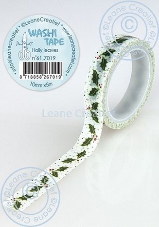 Leane Creatief Washi Tape Holly Leaves (61.7019) (DISCONTINUED)