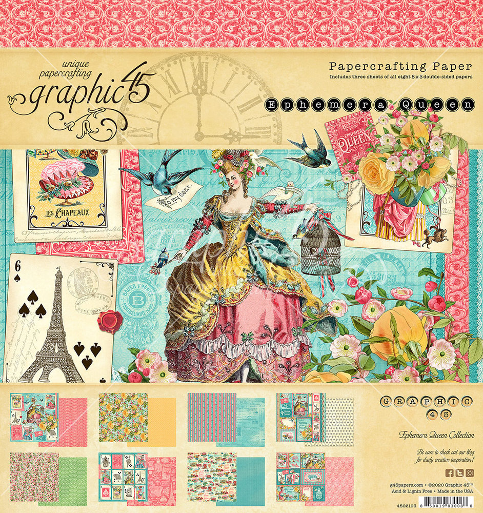 Graphic 45 Ephemera Queen 8x8 Inch Paper Pad (4502103) (OUTLET)