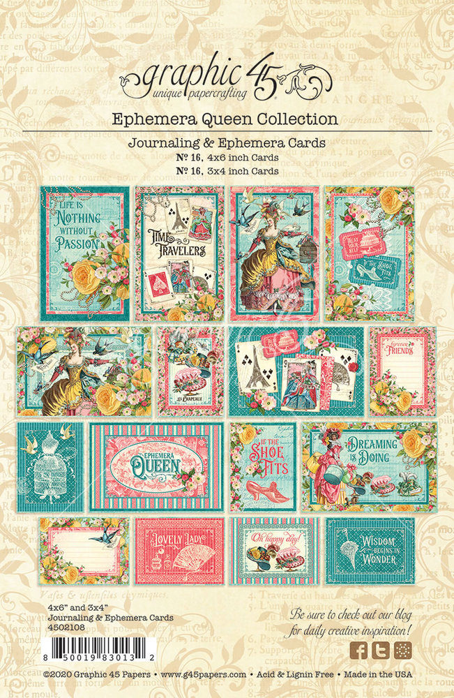 Graphic 45 Ephemera Queen Ephemera & Journaling Cards (45021208) (OUTLET)