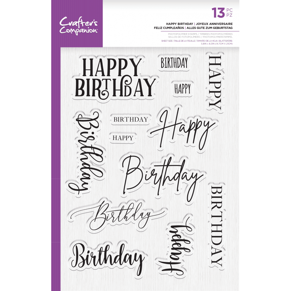 Happy Birthday Clear Stamps (CC-STP-HBDAY) - Craftlines B.V.