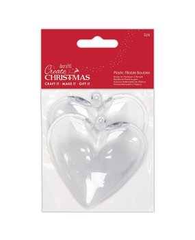 Papermania Create Christmas Plastic Fillable Baubles Hearts (2pcs) (PMA 105979) (DISCONTINUED)