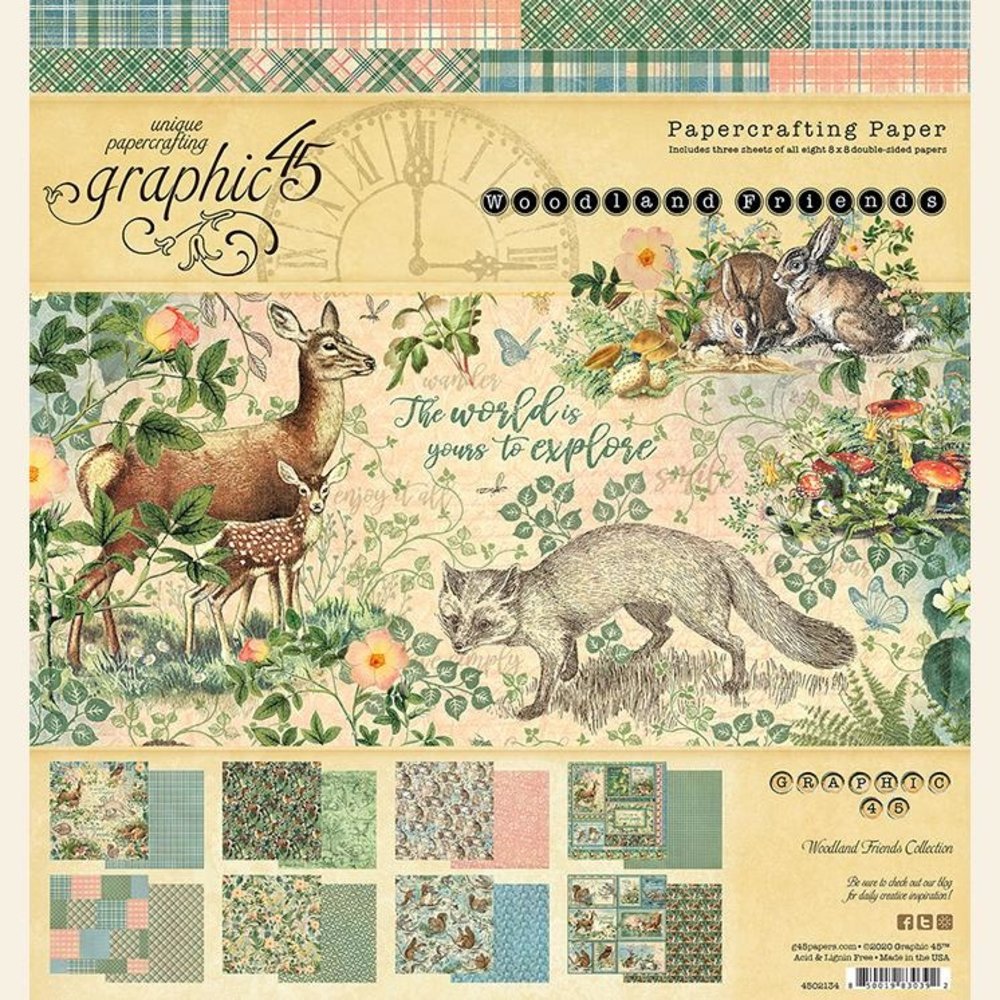 Graphic 45 Woodland Friends 8x8 Pad (4502134) (OUTLET)