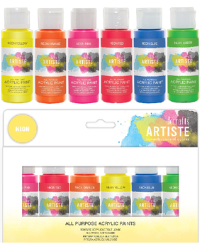 Docrafts Artiste Acrylic Paint Pack 6x59ml Neon (DOA 7632993) (DISCONTINUED)