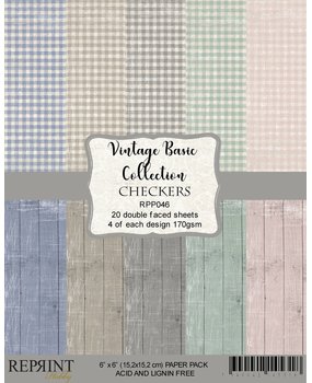 Reprint Checkers Vintage Basic Collection 6x6 Inch Paper Pack (RPP046) (DISCONTINUED)
