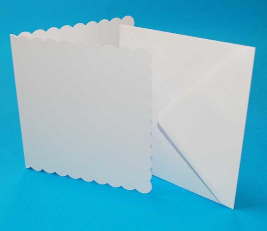 Craft UK Card and Envelope 5x5 Inch Scalloped White (CUK834)