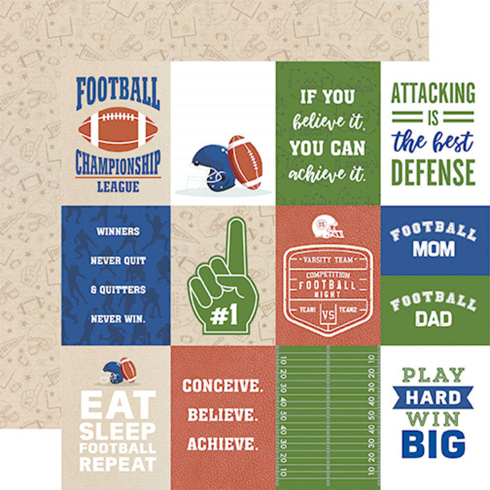 Echo Park Football 6x6 Inch Paper Pad (FO228023) (OUTLET)