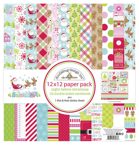 Doodlebug Design Night Before Christmas 12x12 Inch Paper Pack (7038) (DISCONTINUED)