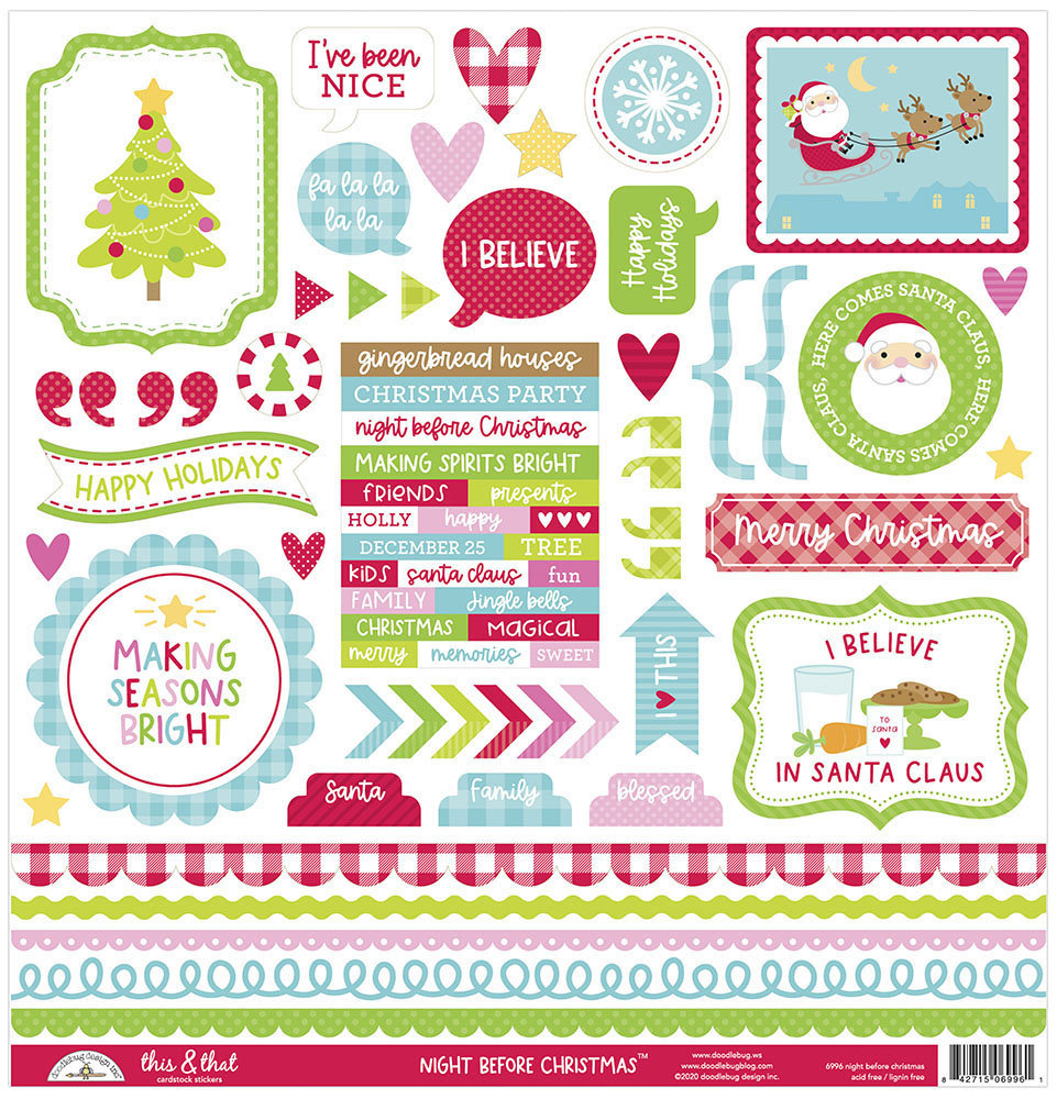 Doodlebug Design Night Before Christmas 12x12 Inch Paper Pack (7038) (DISCONTINUED)