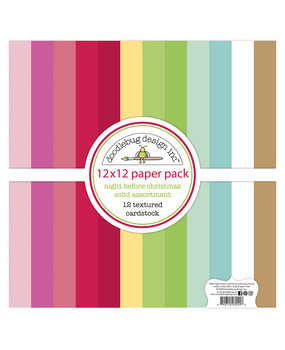 Doodlebug Design Night Before Christmas 12x12 Inch Textured Cardstock Paper Pack (7044) (DISCONTINUED)