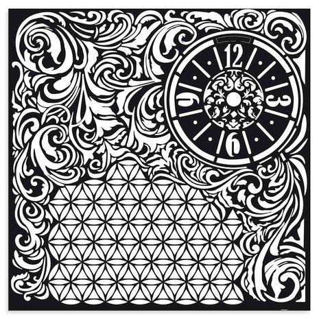 Stamperia Thick Stencil 30x30cm Clock and texture (KSTDG08) (DISCONTINUED) Stamperia Thick Stencil 30x30cm Clock and texture (KSTDG08) (DISCONTINUED)