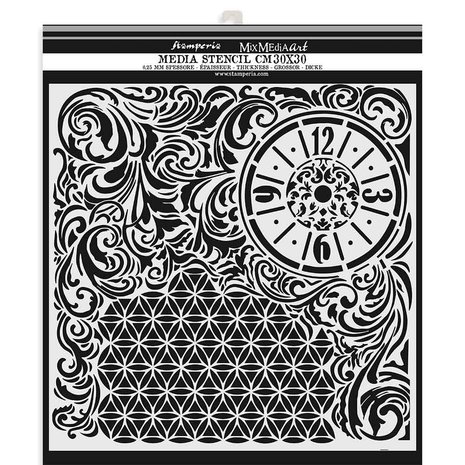 Stamperia Thick Stencil 30x30cm Clock and texture (KSTDG08) (DISCONTINUED) Stamperia Thick Stencil 30x30cm Clock and texture (KSTDG08) (DISCONTINUED)