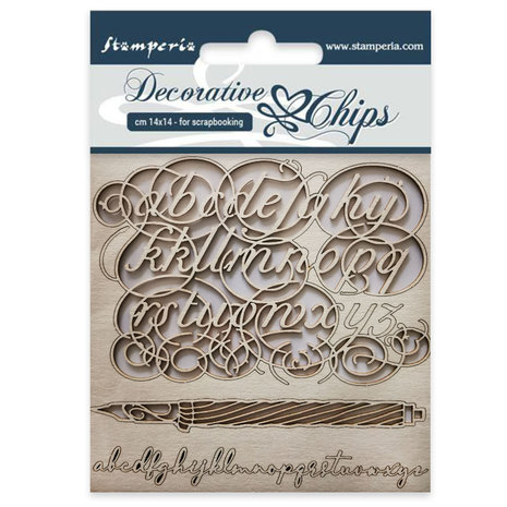 Stamperia Decorative Chips Alphabet (SCB27) (DISCONTINUED)