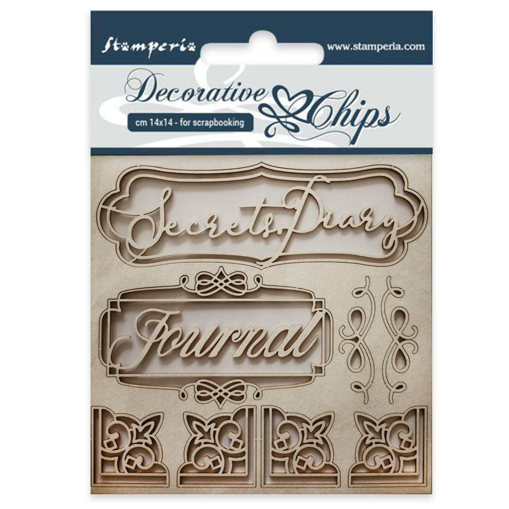 Stamperia Decorative Chips Secret Diary (SCB25) (DISCONTINUED)