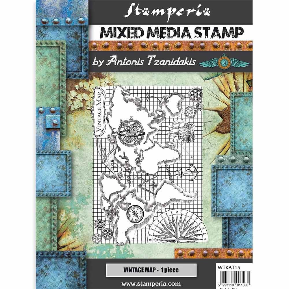 Stamperia Mixed Media Stamp Sir Vagabond Vintage Map (WTKAT15) (DISCONTINUED)