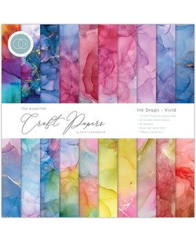 Craft Consortium Essential Craft Papers 12x12 Inch Paper Pad Ink Drops Vivid (CCEPAD013)