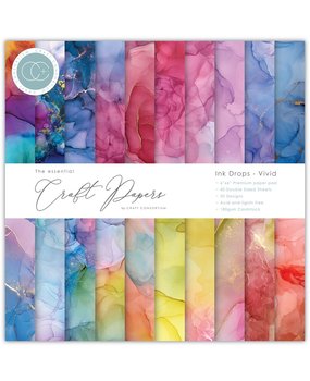 Craft Consortium Essential Craft Papers 6x6 Inch Paper Pad Ink Drops Vivid (CCEPAD013B)