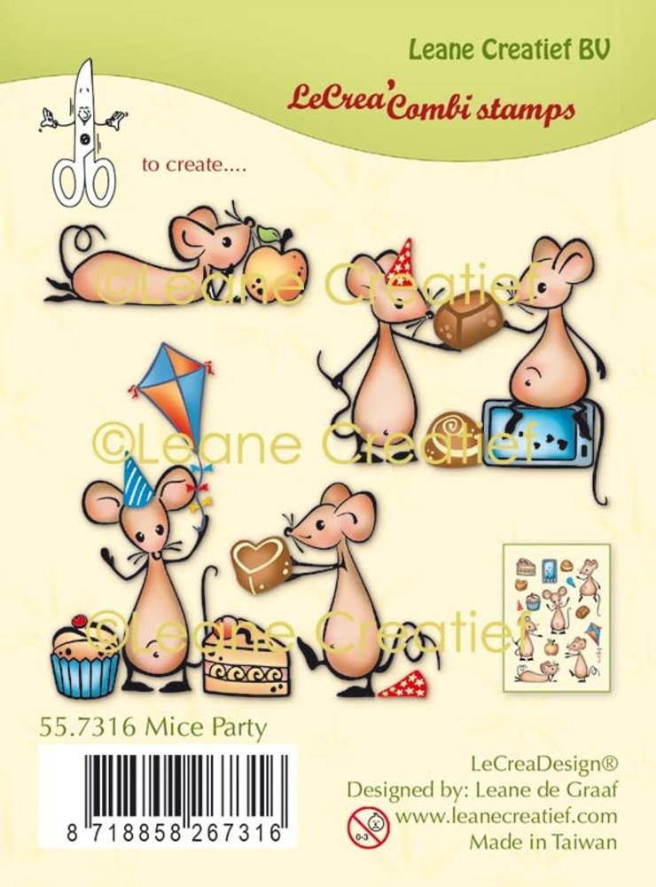 Leane Creatief Mice Party Clear Stamps (55.7316) (OUTLET) Leane Creatief Mice Party Clear Stamps (55.7316) (OUTLET)