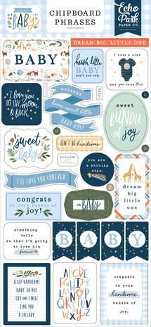 Echo Park Welcome Baby Boy 6x13 Inch Chipboard Phrases (WBB234022) (DISCONTINUED)