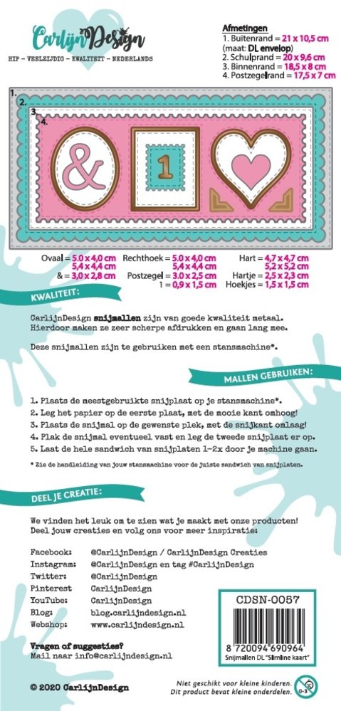 CarlijnDesign Dies DL Slimline Card (CDSN-0057) (DISCONTINUED) CarlijnDesign Dies DL Slimline Card (CDSN-0057) (DISCONTINUED)