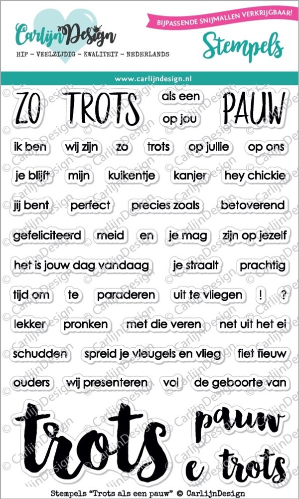 CarlijnDesign Clear Stamps Trots Als Een Pauw (CDST-0029) (DISCONTINUED) CarlijnDesign Clear Stamps Trots Als Een Pauw (CDST-0029) (DISCONTINUED)