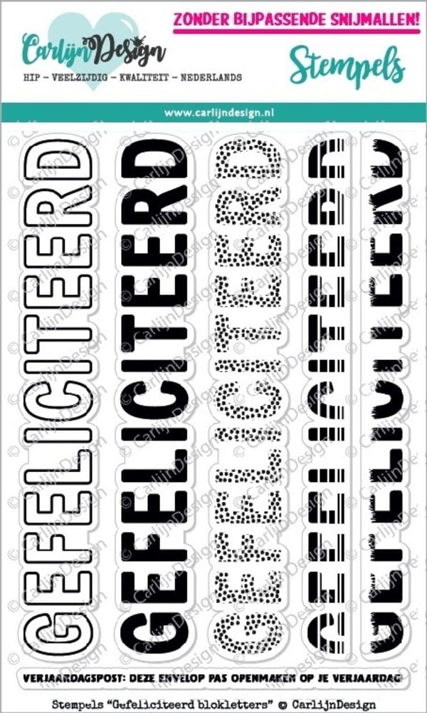 CarlijnDesign Clear Stamps Gefeliciteerd Blokletters (CDST-0041) (DISCONTINUED) CarlijnDesign Clear Stamps Gefeliciteerd Blokletters (CDST-0041) (DISCONTINUED)